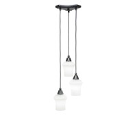 Europa 3 Light Cluster Pendalier Shown In Matte Black Finish With 5.5 Zilo White Linen Glass