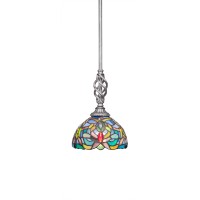 Elegant Mini Pendant With Hang Straight Swivel Shown In Aged Silver Finish With 7