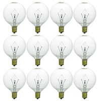 Sunlite 40148-Su G16.5 Globe Light Bulbs 15 Watts, Candelabra Base (E12), 120 Volt, Clear, Incandescent, Dimmable, 12 Count, 2600K Warm White