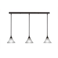 3 Light Linear Pendalier With Hang Straight Swivels Shown In Bronze Finish With 7 Frosted Crystal Glass