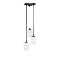 Europa 3 Light Cluster Pendalier Shown In Dark Granite Finish With 5.5 Zilo White Linen Glass