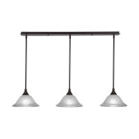 3 Light Linear Pendalier With Hang Straight Swivels Shown In Bronze Finish With 10 Frosted Crystal Glass