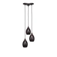 Europa 3 Light Cluster Pendalier Shown In Dark Granite Finish With 5 Dark Granite Oval Metal Shade