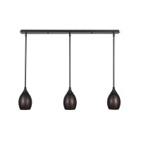 3 Light Linear Pendalier With Hang Straight Swivels Shown In Bronze Finish With 5 Bronze Oval Metal Shade