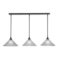 3 Light Linear Pendalier With Hang Straight Swivels Shown In Bronze Finish With 12 Frosted Crystal Glass