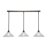 3 Light Linear Pendalier With Hang Straight Swivels Shown In Bronze Finish With 12 Italian Ice Glass