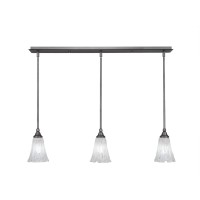 3 Light Linear Pendalier With Hang Straight Swivels Shown In Brushed Nickel Finish With 5.5 Italian Ice Glass