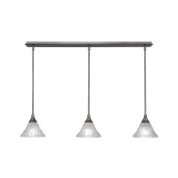 3 Light Linear Pendalier With Hang Straight Swivels Shown In Brushed Nickel Finish With 7 Italian Bubble Glass