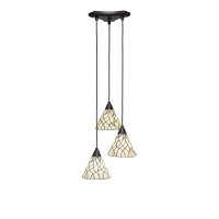 Europa 3 Light Cluster Pendalier Shown In Dark Granite Finish With 7 Sandhill Art Glass