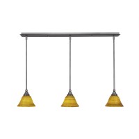 3 Light Linear Pendalier With Hang Straight Swivels Shown In Brushed Nickel Finish With 7 Firre Saturn Glass