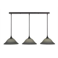 3 Light Linear Pendalier With Hang Straight Swivels Shown In Bronze Finish With 12 Gray Linen Glass