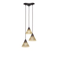 Europa 3 Light Cluster Pendalier Shown In Dark Granite Finish With 7 Chocolate Icing Glass