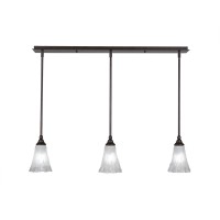 3 Light Linear Pendalier With Hang Straight Swivels Shown In Bronze Finish With 5.5 Frosted Crystal Glass