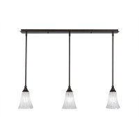 3 Light Linear Pendalier With Hang Straight Swivels Shown In Bronze Finish With 5.5 Italian Ice Glass