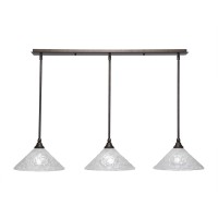 3 Light Linear Pendalier With Hang Straight Swivels Shown In Bronze Finish With 12 Italian Bubble Glass