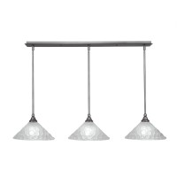 3 Light Linear Pendalier With Hang Straight Swivels Shown In Brushed Nickel Finish With 12 Italian Bubble Glass