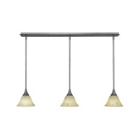 3 Light Linear Pendalier With Hang Straight Swivels Shown In Brushed Nickel Finish With 7 Italian Marble Glass