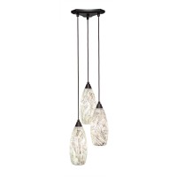 Europa 3 Light Cluster Pendalier Shown In Dark Granite Finish With 5.5 Natural Fusion Glass