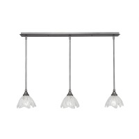 3 Light Linear Pendalier With Hang Straight Swivels Shown In Brushed Nickel Finish With 7 Italian Ice Glass