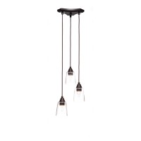 Europa 3 Light Cluster Pendalier Shown In Dark Granite Finish With 4.5 Clear Bubble Glass