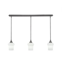 3 Light Linear Pendalier With Hang Straight Swivels Shown In Brushed Nickel Finish With 5.5 Zilo White Linen Glass