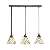 3 Light Linear Pendalier With Hang Straight Swivels Shown In Bronze Finish With 7