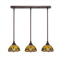 3 Light Linear Pendalier With Hang Straight Swivels Shown In Bronze Finish With 7