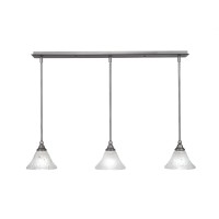 3 Light Linear Pendalier With Hang Straight Swivels Shown In Brushed Nickel Finish With 7 Frosted Crystal Glass