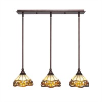 3 Light Linear Pendalier With Hang Straight Swivels Shown In Bronze Finish With 7