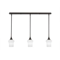 3 Light Linear Pendalier With Hang Straight Swivels Shown In Bronze Finish With 5.5 Zilo White Linen Glass