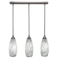 3 Light Linear Pendalier With Hang Straight Swivels Shown In Brushed Nickel Finish With 5.5 Gold Fusion Glass