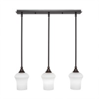 3 Light Linear Pendalier With Hang Straight Swivels Shown In Dark Granite Finish With 5.5 Zilo White Linen Glass