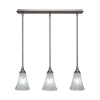 3 Light Linear Pendalier With Hang Straight Swivels Shown In Brushed Nickel Finish With 5.5 Fluted Frosted Crystal Glass