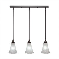 3 Light Linear Pendalier With Hang Straight Swivels Shown In Dark Granite Finish With 5.5 Fluted Frosted Crystal Glass