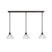 3 Light Linear Pendalier With Hang Straight Swivels Shown In Bronze Finish With 7 Italian Ice Glass