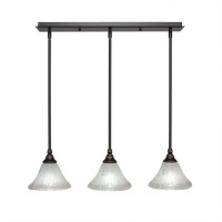 3 Light Linear Pendalier With Hang Straight Swivels Shown In Dark Granite Finish With 7 Frosted Crystal Glass