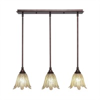 3 Light Linear Pendalier With Hang Straight Swivels Shown In Bronze Finish With 7