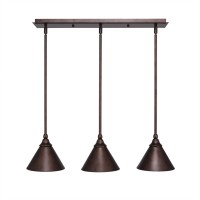 3 Light Linear Pendalier With Hang Straight Swivels Shown In Bronze Finish With 7