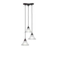 Europa 3 Light Cluster Pendalier Shown In Dark Granite Finish With 7 Frosted Crystal Glass