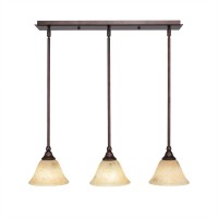 3 Light Linear Pendalier With Hang Straight Swivels Shown In Bronze Finish With 7