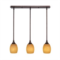 3 Light Linear Pendalier With Hang Straight Swivels Shown In Bronze Finish With 5