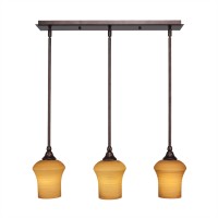 3 Light Linear Pendalier With Hang Straight Swivels Shown In Bronze Finish With 5.5