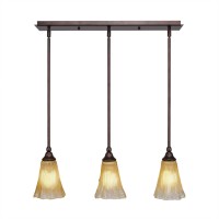 3 Light Linear Pendalier With Hang Straight Swivels Shown In Bronze Finish With 5.5