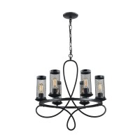 6Lt Pendant Lamp - Finish Rustic Black