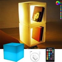 Mrgo 16Inch Semistorage Led Light Cube Rechargeable Led Light Storage Cube 16 Rgb Color Changing Glowing Cube Cabinet Conta