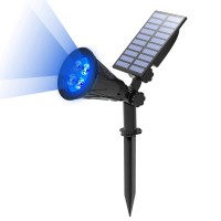 T-Sun Solar Led Outdoor Spotlight Wall Light, Ip65 Waterproof,Auto-On At Nightauto-Off By Day,180Aangle Adjustable For Tree, Patio, Yard, Garden, Driveway, Stairs, Pool Area (Blue) (1)