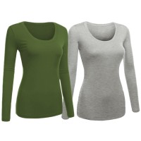 Womens active basic long sleeves scoop neck tshirt top Various colors available and great for any occasion all season long Fitted style and size runs small Measurements Inches Small Back Length 23 Shoulder 13 Bust 1375 Sleeve Length 2275 Medium Back Lengt