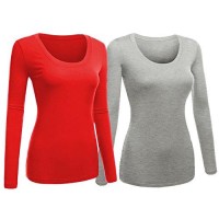 Womens active basic long sleeves scoop neck tshirt top Various colors available and great for any occasion all season long Fitted style and size runs small Measurements Inches Small Back Length 23 Shoulder 13 Bust 1375 Sleeve Length 2275 Medium Back Lengt