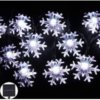 Inngree Solar Christmas String Lights Outdoor Waterproof 30 Led 20Feet Solar Snowflake Christmas Fairy Lights Decorations With 8 Lighting Modes For Garden Patio Yard Porch Wedding Party Decor(White)