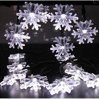 Inngree Solar Christmas String Lights Outdoor Waterproof 30 Led 20Feet Solar Snowflake Christmas Fairy Lights Decorations With 8 Lighting Modes For Garden Patio Yard Porch Wedding Party Decor(White)